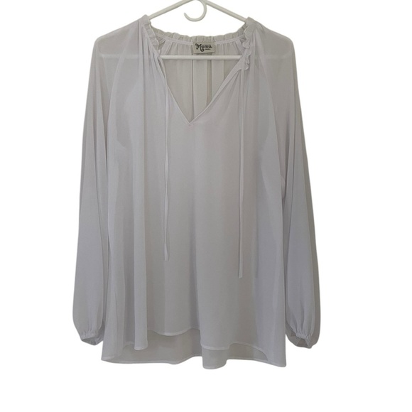 Show Me Your Mumu Margot Tunic in White‎ Peasant Top Sheer Guaze Small EUC Boho - Picture 6 of 10